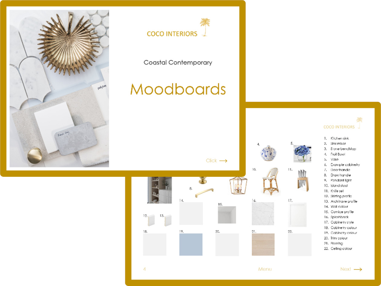 Coastal Contemporary Sneak Peek Moodboard